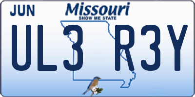 MO license plate UL3R3Y