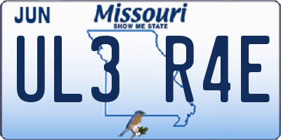 MO license plate UL3R4E