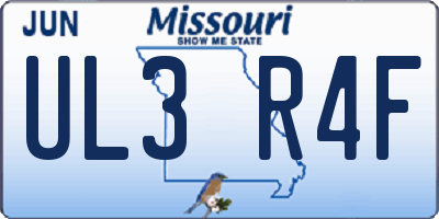MO license plate UL3R4F