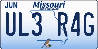 MO license plate UL3R4G