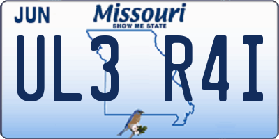 MO license plate UL3R4I
