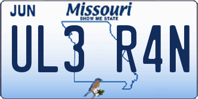 MO license plate UL3R4N
