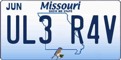 MO license plate UL3R4V