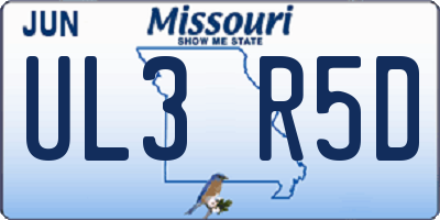 MO license plate UL3R5D