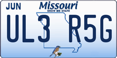 MO license plate UL3R5G