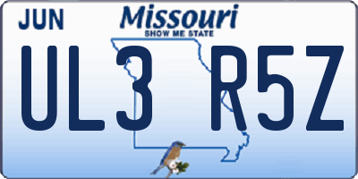 MO license plate UL3R5Z