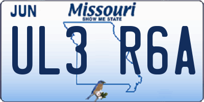 MO license plate UL3R6A