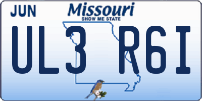 MO license plate UL3R6I