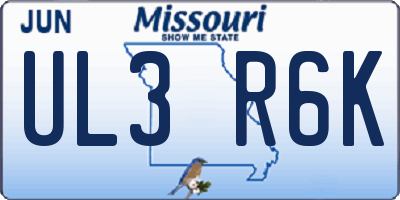 MO license plate UL3R6K