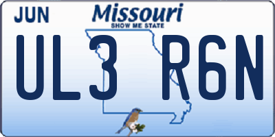 MO license plate UL3R6N