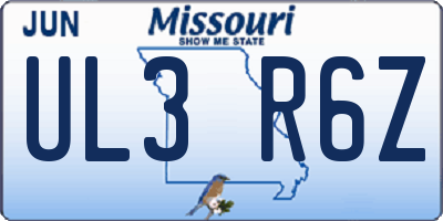 MO license plate UL3R6Z