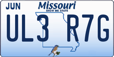 MO license plate UL3R7G
