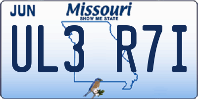 MO license plate UL3R7I