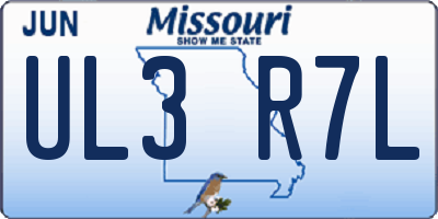 MO license plate UL3R7L