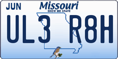 MO license plate UL3R8H