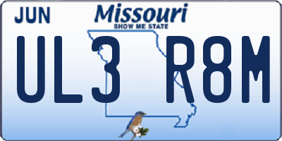 MO license plate UL3R8M