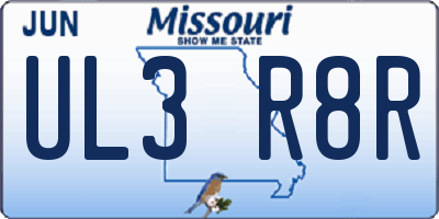 MO license plate UL3R8R