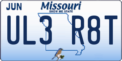 MO license plate UL3R8T