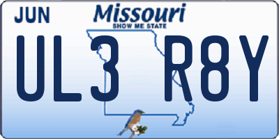 MO license plate UL3R8Y