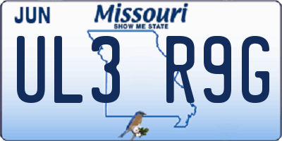 MO license plate UL3R9G