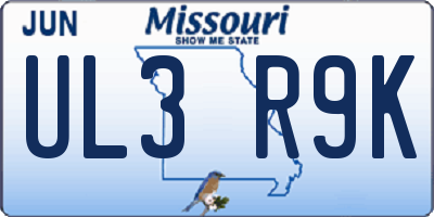 MO license plate UL3R9K
