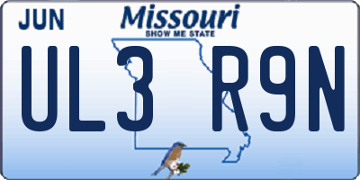 MO license plate UL3R9N