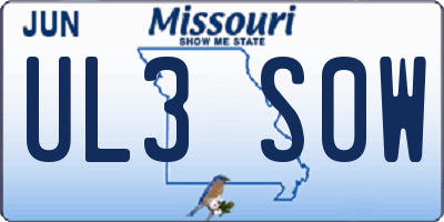 MO license plate UL3S0W