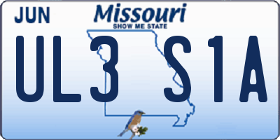 MO license plate UL3S1A