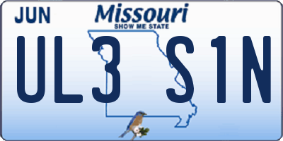 MO license plate UL3S1N