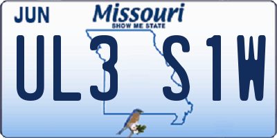 MO license plate UL3S1W