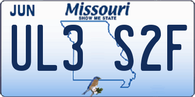 MO license plate UL3S2F