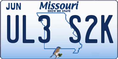 MO license plate UL3S2K