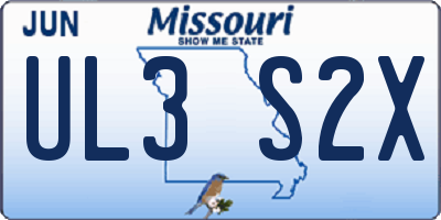MO license plate UL3S2X