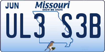 MO license plate UL3S3B