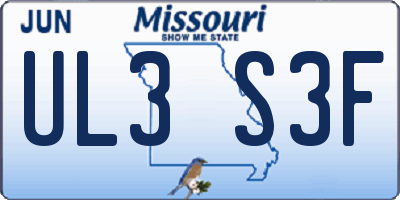 MO license plate UL3S3F