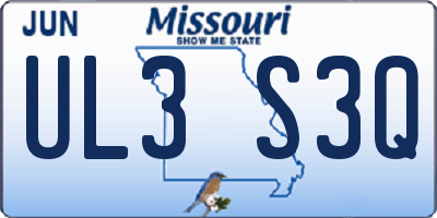 MO license plate UL3S3Q