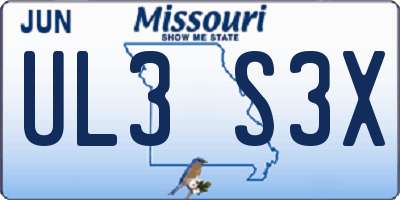 MO license plate UL3S3X