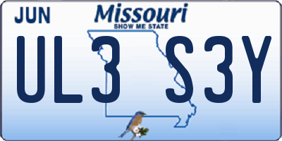 MO license plate UL3S3Y