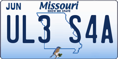 MO license plate UL3S4A