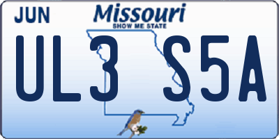 MO license plate UL3S5A