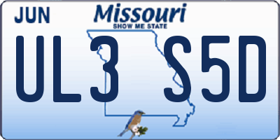 MO license plate UL3S5D