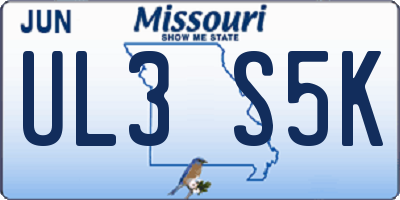 MO license plate UL3S5K