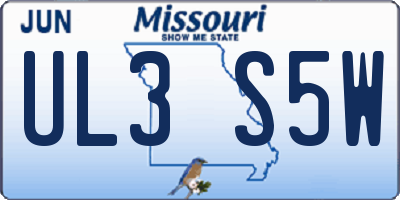 MO license plate UL3S5W