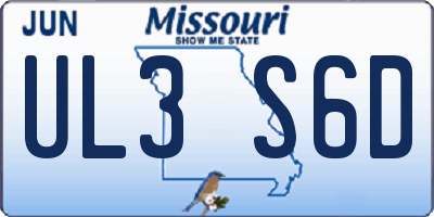 MO license plate UL3S6D