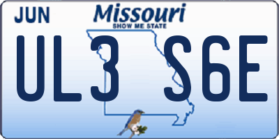 MO license plate UL3S6E