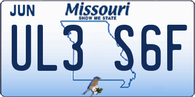 MO license plate UL3S6F
