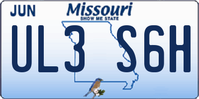 MO license plate UL3S6H