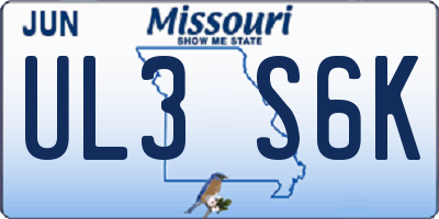 MO license plate UL3S6K
