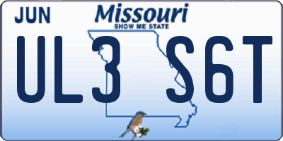 MO license plate UL3S6T