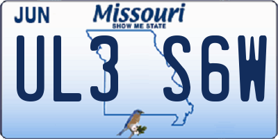MO license plate UL3S6W